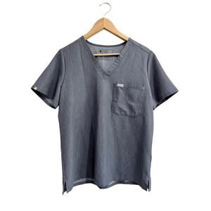 FIGS Catarina Scrub Top Gray Medical Uniform Pocket Size L